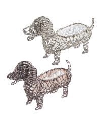 Dog Rattan Animal Planter