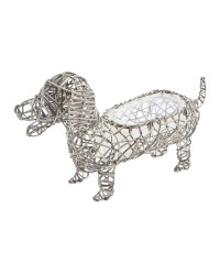 Dog Rattan Animal Planter - Slate