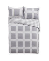 Double Grey Check Duvet Set