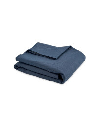Double Quilted Leaves Bedspread - Blue