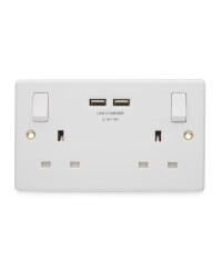 Double Wall Socket with White USB