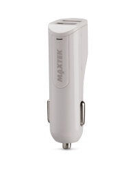 Dual USB Car Charger - White