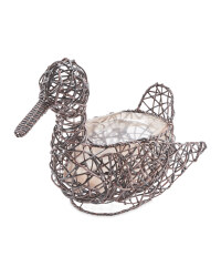 Duck Rattan Animal Planter - Chestnut