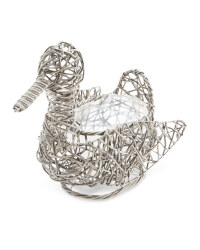 Duck Rattan Animal Planter - Slate