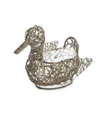 Duck Rattan Effect Animal Planter - Slate