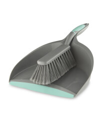 Easy Home Dustpan and Brush Set - Grey/Sea Blue