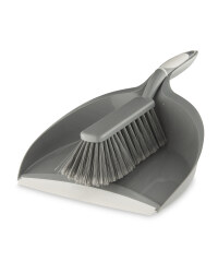 Easy Home Dustpan and Brush Set - Grey/White