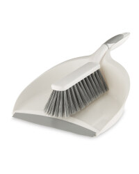 Easy Home Dustpan and Brush Set - White/Grey