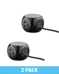 Easy Home Black Socket Cube 2 Pack