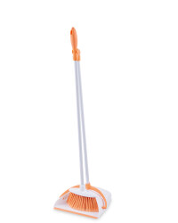 Easy Home Long Dustpan & Brush - Coral