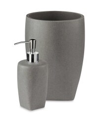 Stone Effect Bin & Dispenser Set - Grey