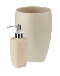 Stone Effect Bin & Dispenser Set - Natural