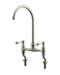 Edwardian Kitchen Bridge Tap - Nickel