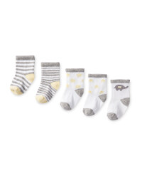 Elephant Print Baby Socks 5-Pack