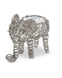 Elephant Rattan Animal Planter - Slate