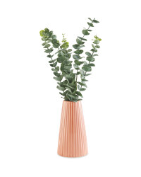 Faux Eucalyptus In Ceramic Pink Vase