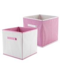 Kirkton House Storage Box 2-Pack - Pink/White