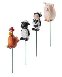 Farm Animals Plant Pot Sticks 4 Pack