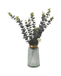Faux Eucalyptus in Glass Vase