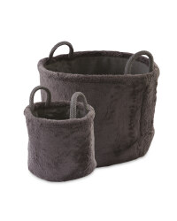 Faux Fur Baskets 2 Pack - Charcoal