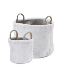 Faux Fur Baskets 2 Pack - Light Grey