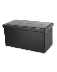 Faux Leather Ottoman - Black