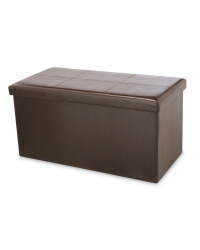 Faux Leather Ottoman - Chocolate