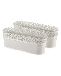 Large Flat Grey Flower Pot 2 Pack