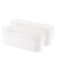Large Flat White Flower Pot 2 Pack