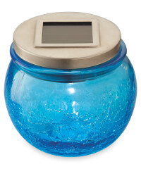 Garden Bright Solar Crackled Lantern - Blue