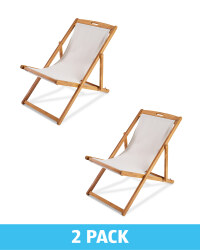 Gardenline Taupe Wooden Deck Chairs
