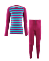Girl's Berry Striped Base Layer Set