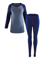 Girl's Blue Marl Base Layer Set