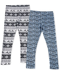 Girl's Leggings 2 Pack - Black / Aztec