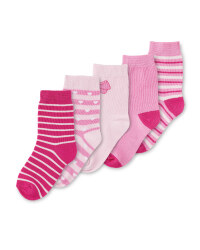 Children's 5 Pack Pink Socks