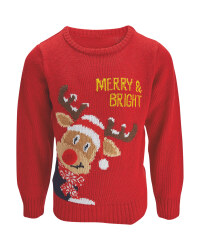 Kids' Red Rudolph Xmas Jumper