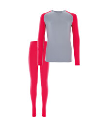 Girls Ski & Sports Base Layer Set - Grey/Pink