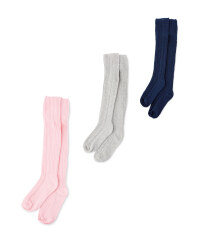 Lily & Dan Cable Tights 3 Pack - Pink/Grey/Navy