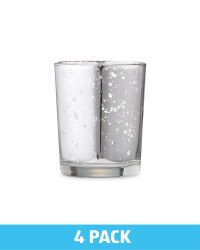 Glass Tealight Holders 4 Pack - Silver