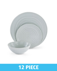 Glazed Dinnerware 12 Piece Set - Grey