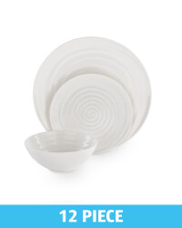 Glazed Dinnerware 12 Piece Set - White