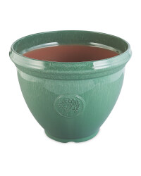 Glazed Effect Plastic Pot - Green