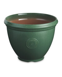 30cm Glazed Effect Pot with Motif - Green