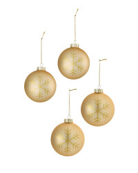 Gold Snowflake Baubles 4 Pack