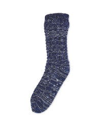 Graduated Fleece Slipper Socks - Blue