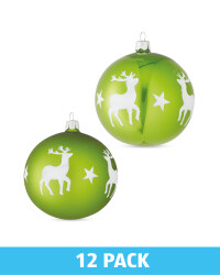 Green Glass Baubles 12 Pack
