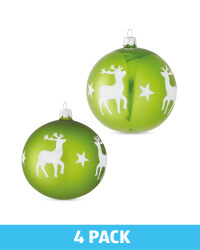 Green Glass Baubles 4 Pack