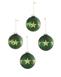 Green Star Baubles 4 Pack