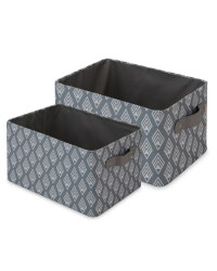 Grey & White Diamond Storage Baskets