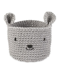 Grey Bear Crochet Animal Basket